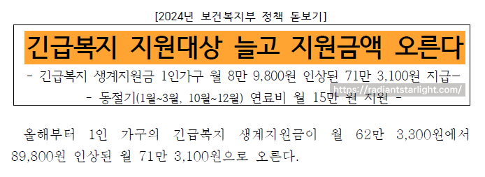 2024 긴급복지 생계지원금