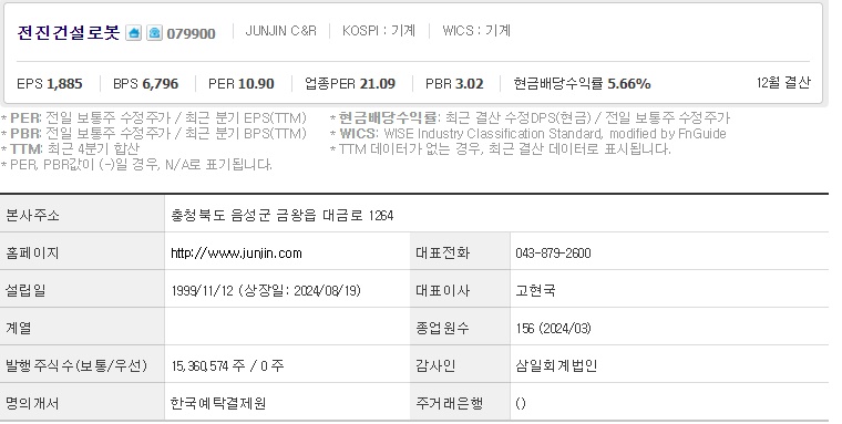 전진건설로봇 기업개요