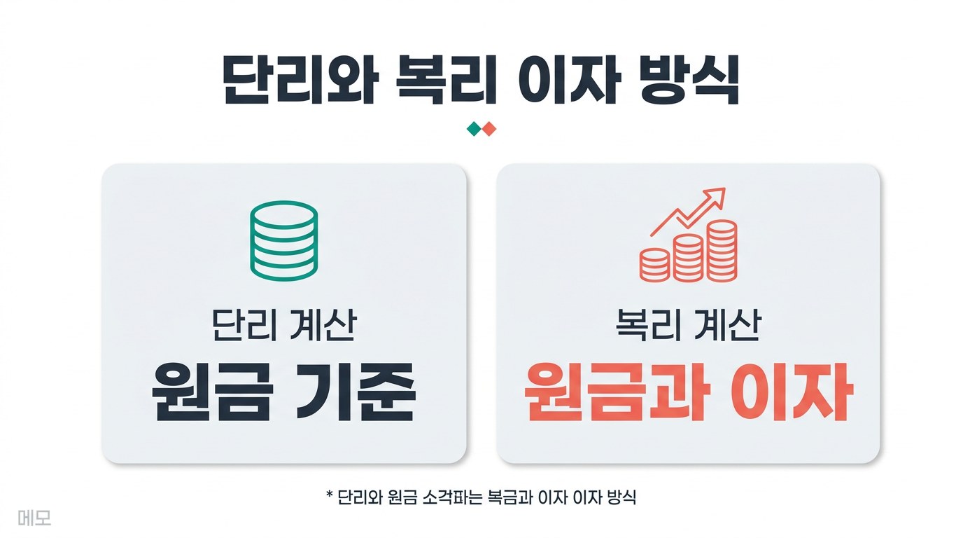 은행 이자 계산기 단리와 복리 이자 방식