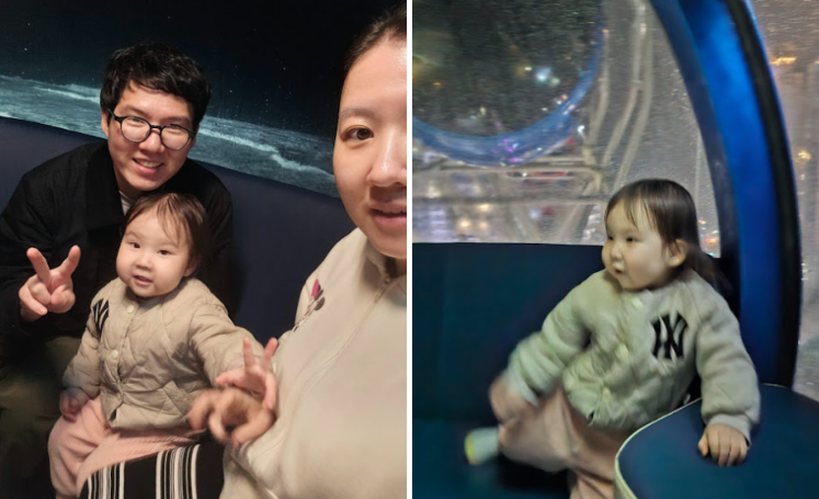 속초아이 대관람차 내부에서 찍은 가족사진