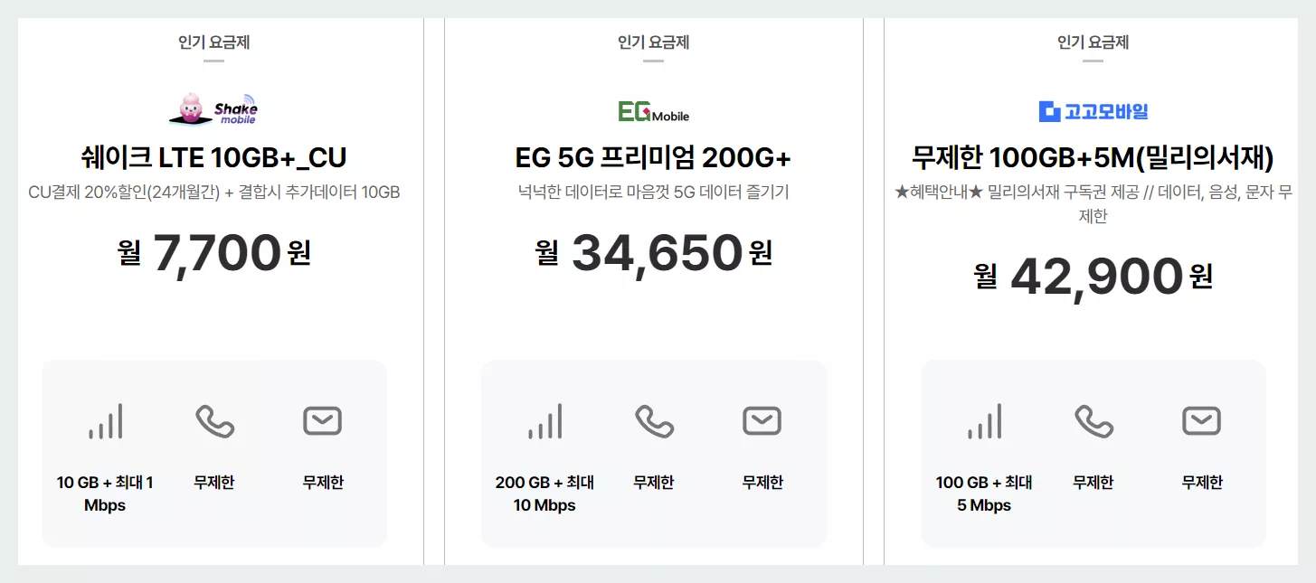 KT 마이알뜰폰 요금제2
