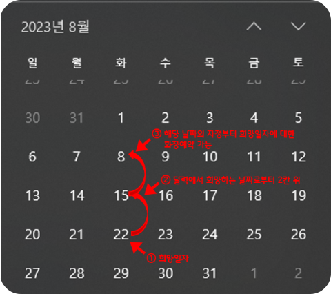 개장유골 화장장 예약 - 15일전 달력으로 확인하기
