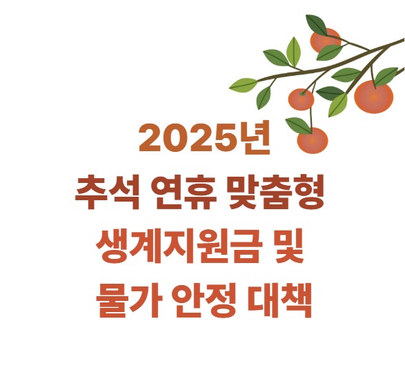 2025년 추석 연휴 맞춤형 생계지원금 및 물가 안정 대책