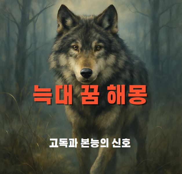 산속에서 어슬렁 걸어오는 늑대 한마리