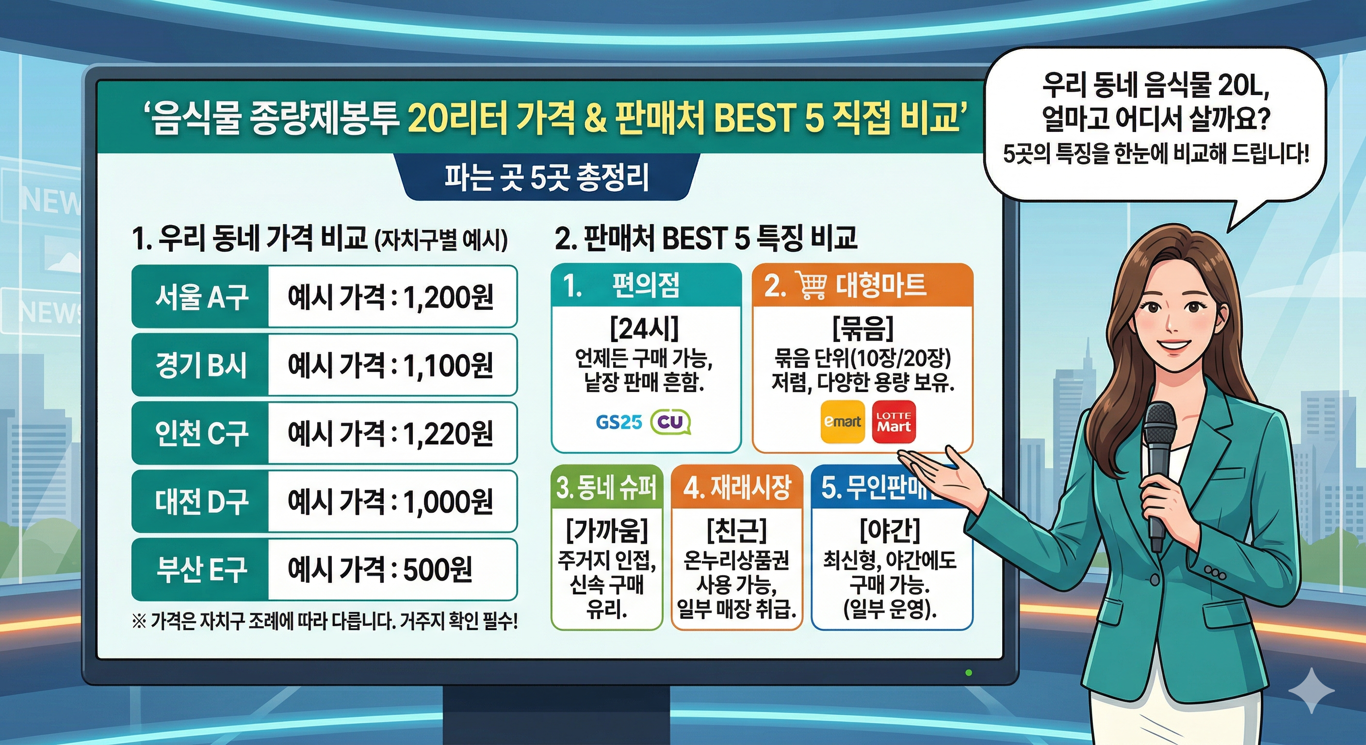 음식물 종량제봉투 20리터 가격 얼마