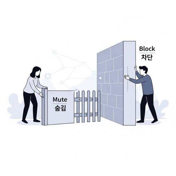 인스타그램 숨김 차단 차이