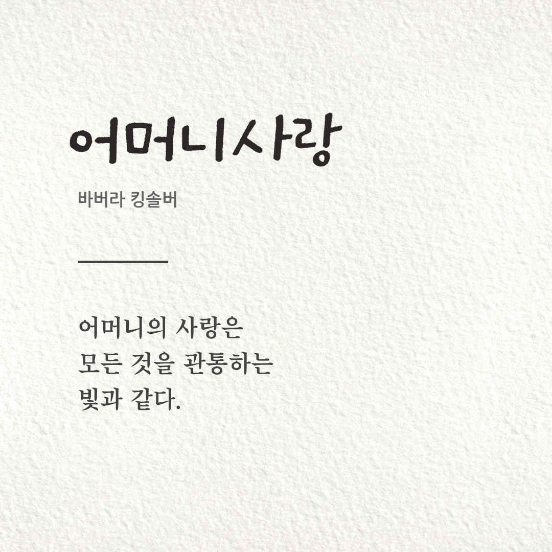 피어나네 오늘의 명언 이미지 카드 다운로드 : 어머니의 사랑은 모든 것을 관통하는 빛과 같다 (바버라 킹솔버)