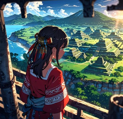 고대 문명의 의복을 입은 소녀