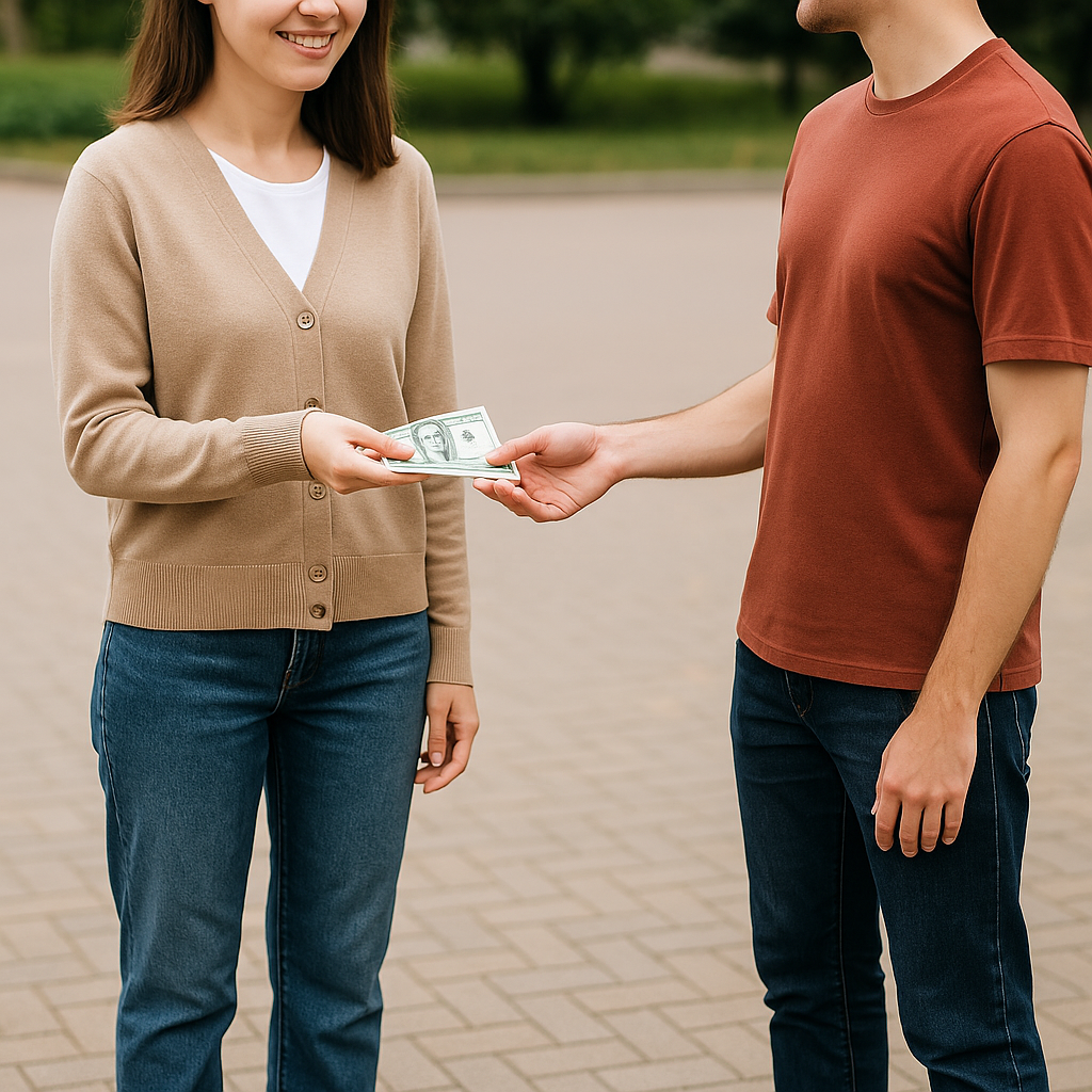 돈주고 받는 모습