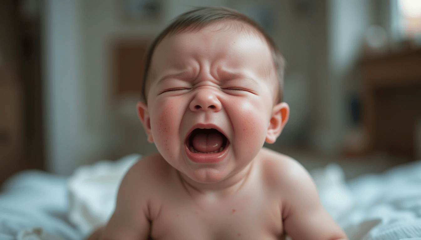 기저귀 발진으로 울고 있는 아기 관련사진