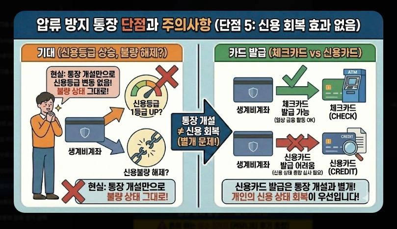 압류방지통장 장단점 비교 [2026년 기준] 생계비계좌 개설 전 반드시 확인할 5가지