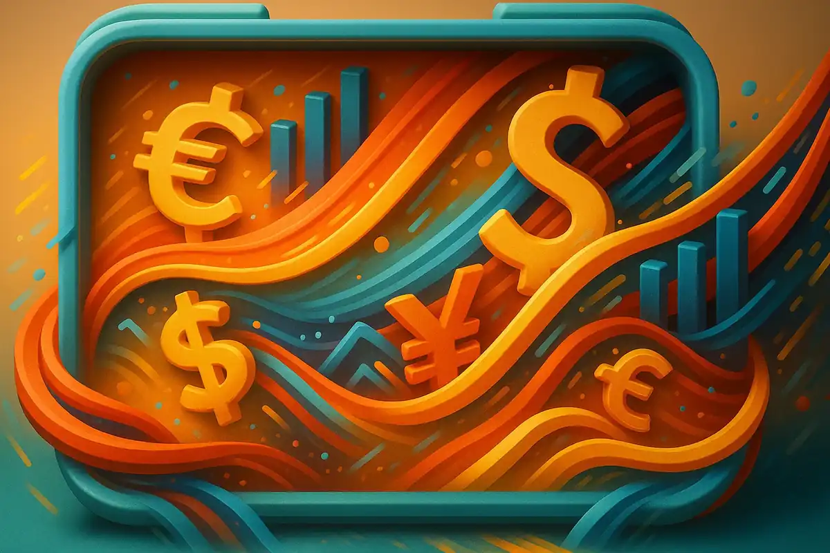 통화 기호와 금융 그래프 일러스트