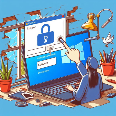 사용자가 노트북으로 로그인 화면을 설정하고 있는 장면