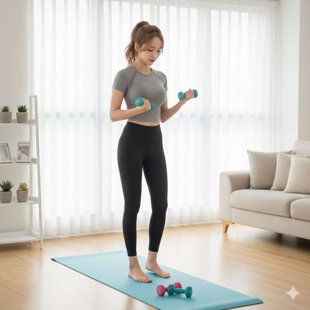 여성 홈트레이닝 사진