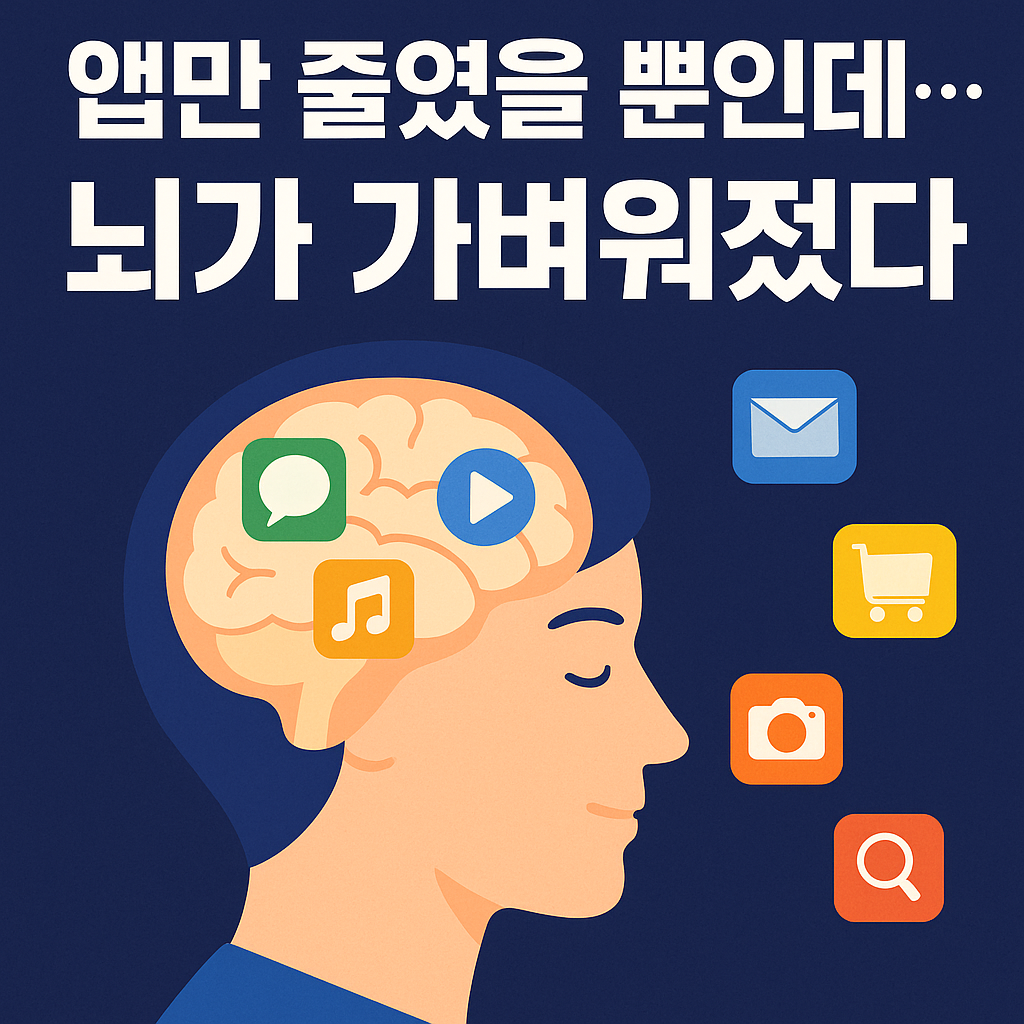 앱을 줄이고 뇌가 가벼워진 인포그래픽