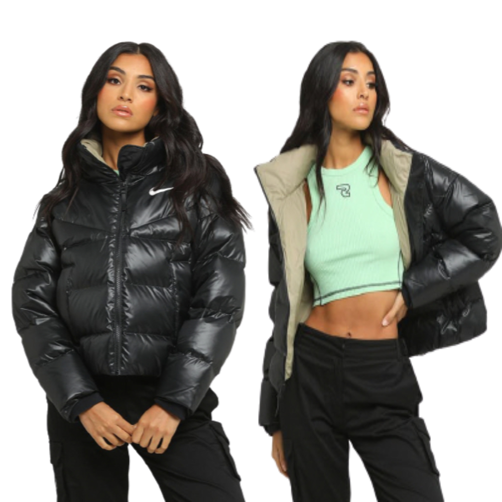 나이키 여성 숏패딩 유광 덕 다운 하이넥