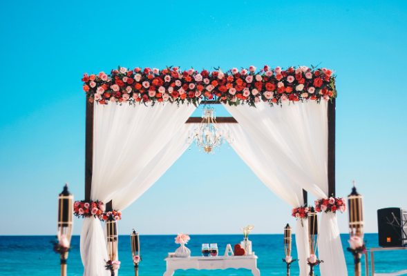 멕시코 칸쿤 해변 결혼식 사진