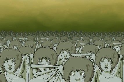 천사들이 단체로 서있는 모습