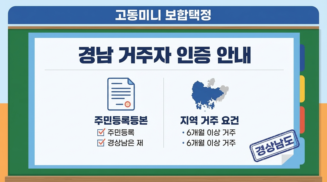 경남도민 인증을 위한 주민등록등본 및 지역 거주지 요건 안내 이미지