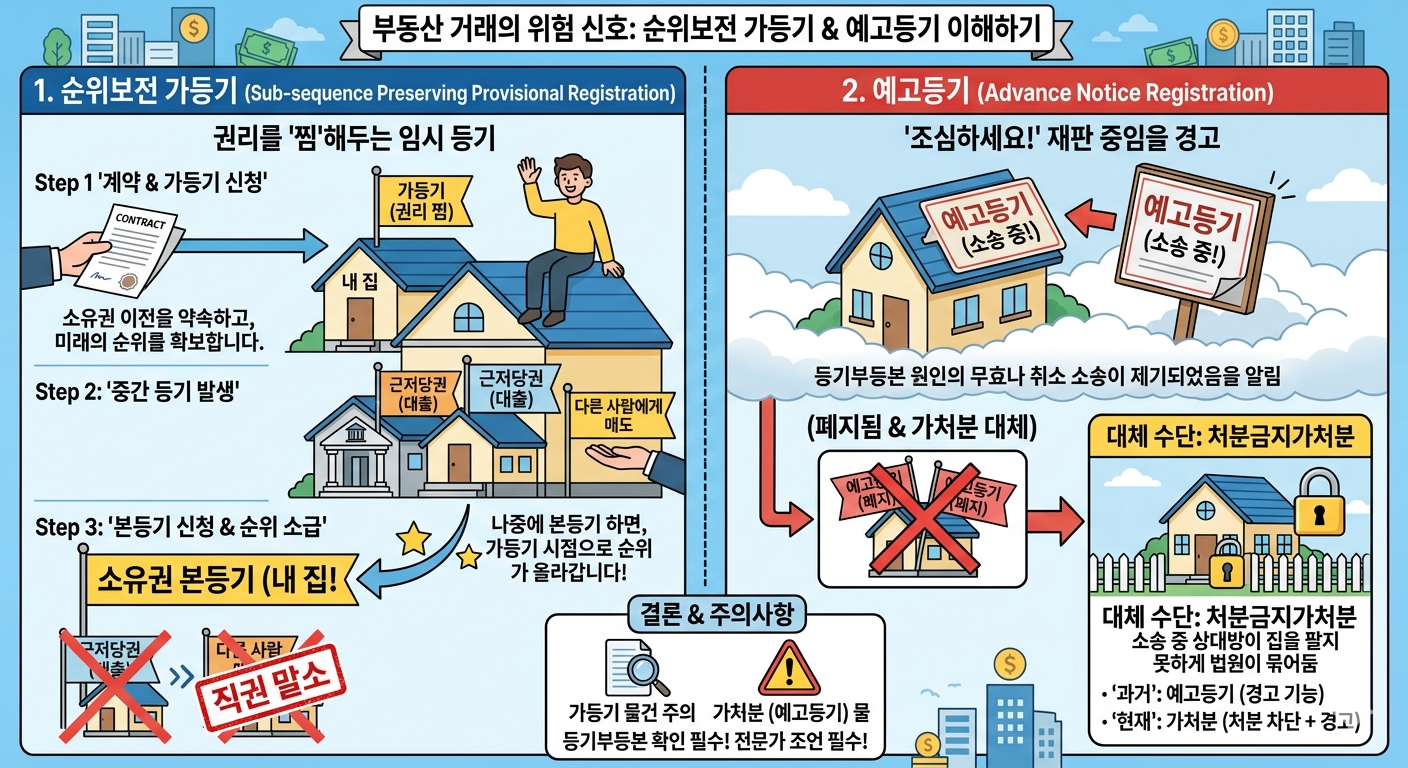 등기 주의보, 순위보전 가등기와 예고등기: 전재산 날리기 싫다면 확인 필수!!