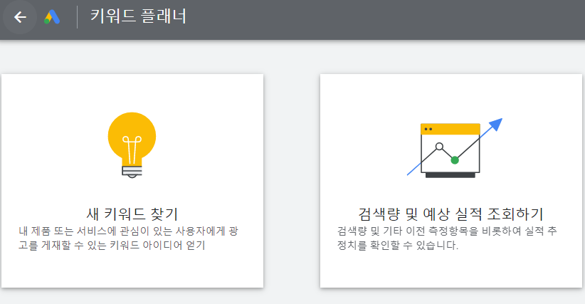 구글 키워드 플래너 새 키워드 찾기
