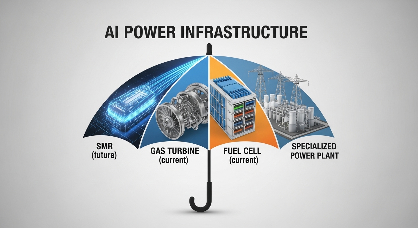 &quot;AI 전력 인프라&quot;라는 큰 우산 아래 SMR, 가스터빈, 연료전지, 특화 발전소 등이 함께 있는 포트폴리오 구성도