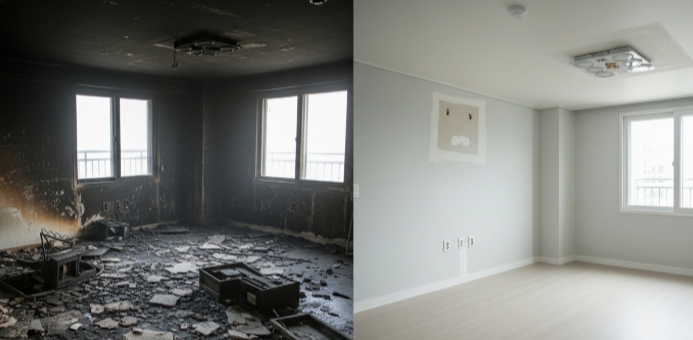 태안 화재청소 작업 전후 사진