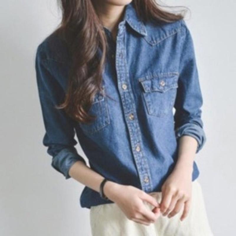 봄신상 여성 데님셔츠 청남방 블라우스