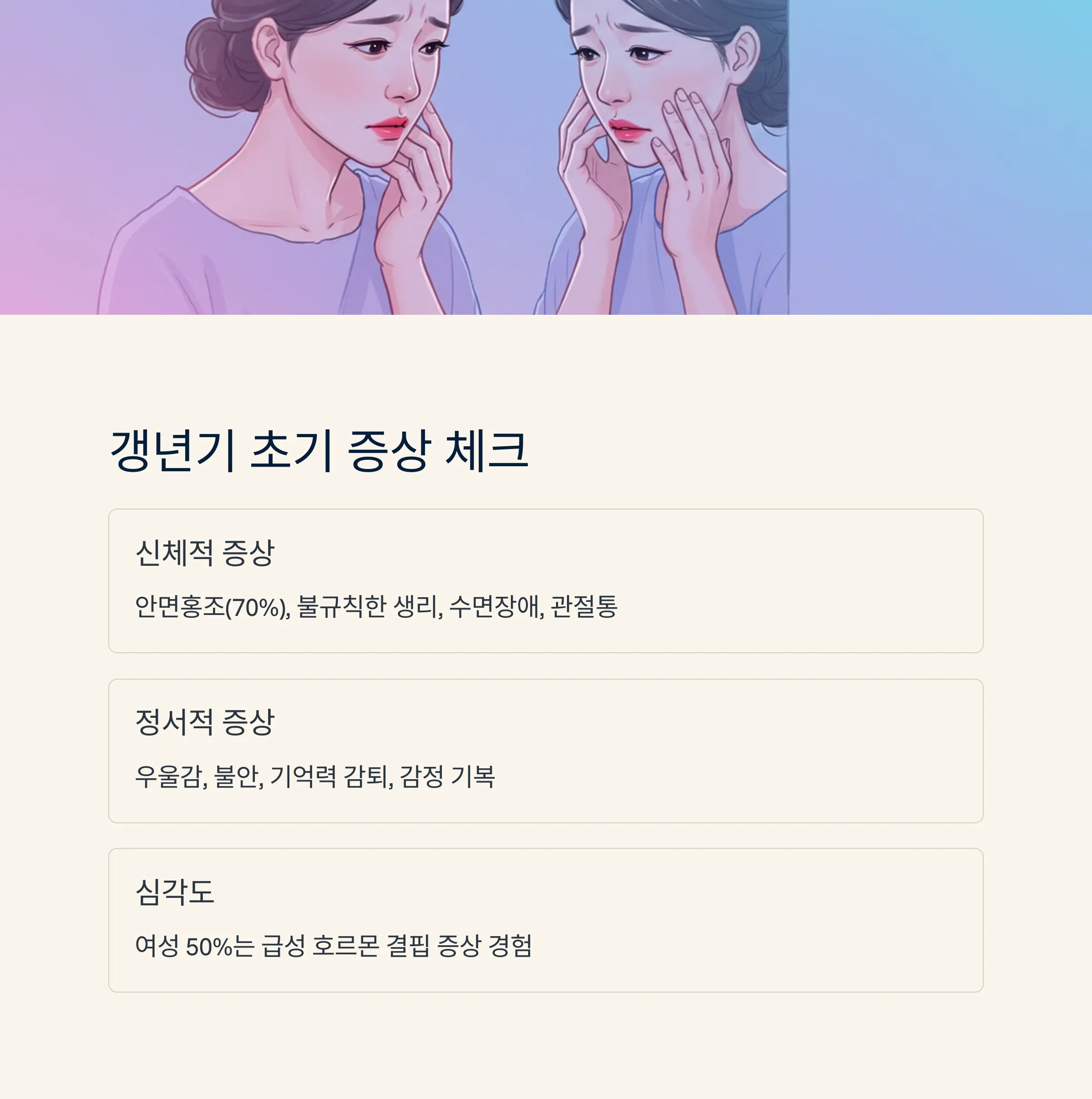 40대 여성 갱년기 초기 증상