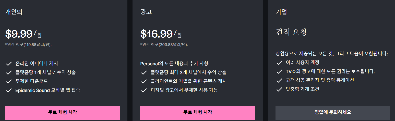 구독 요금제 비교 이미지1