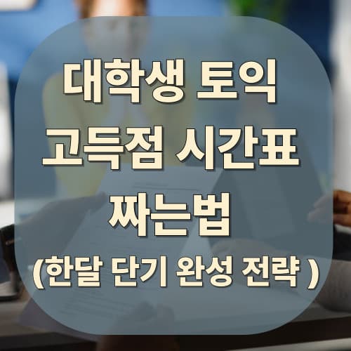 대학생 토익 고득점 시간표 짜는 법 (한 달 단기 완성 전략)