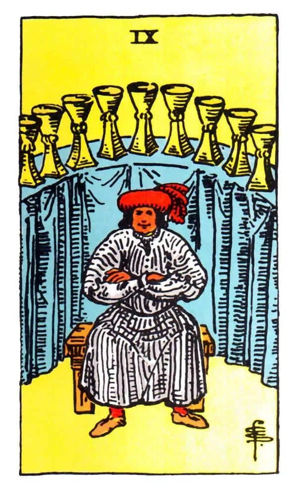 마이너 타로카드 9. Nine of Cups 컵 (정/역방향)