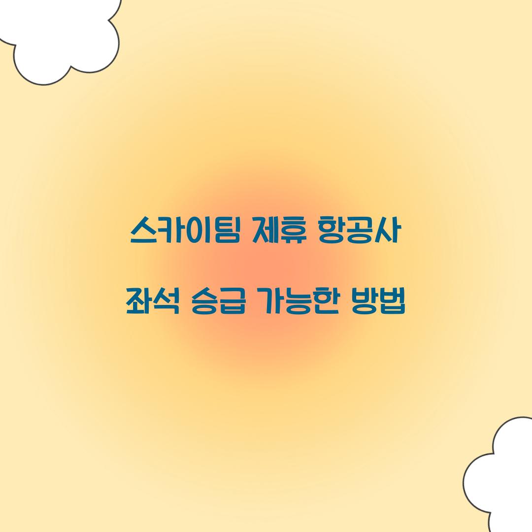 스카이팀 제휴 항공사 좌석 승급 가능한 방법