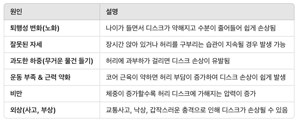 허리 디스크의 원인