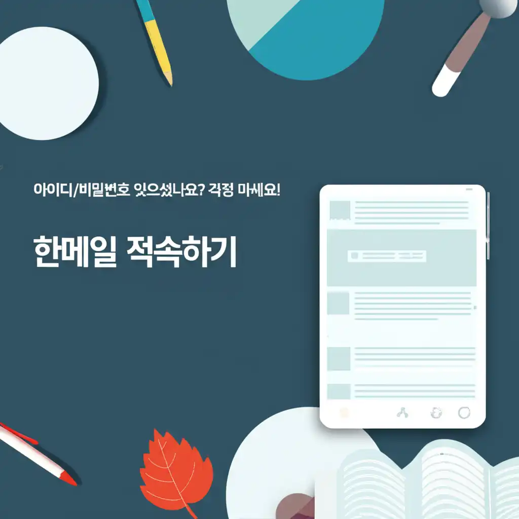 한메일(다음 메일) 아이디와 비밀번호 찾기 과정을 보여주는 스크린샷 가이드 이미지
