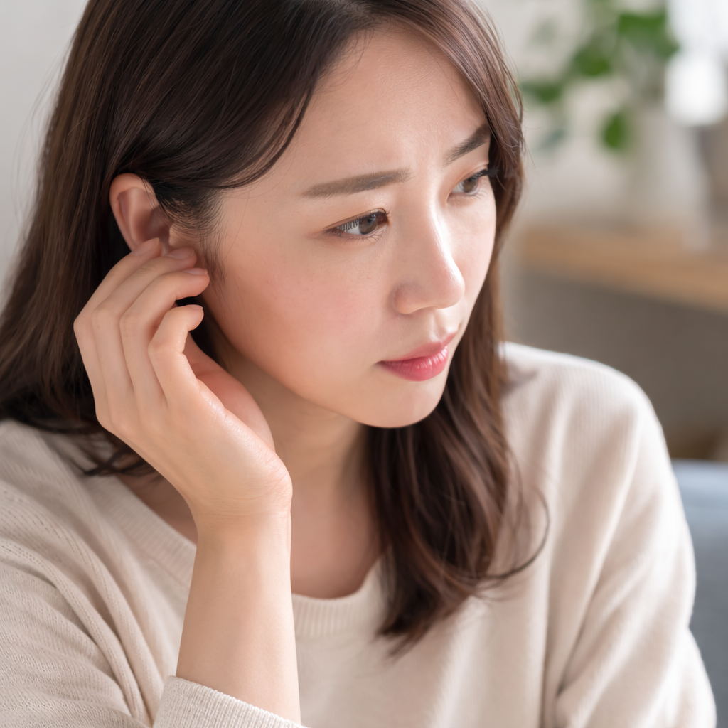 돌발성난청과 함께 나타날 수 있는 이명을 표현한 이미지