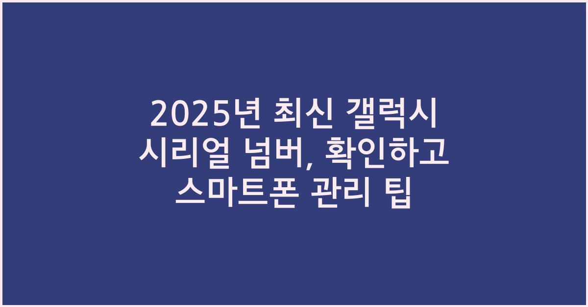 2025년 최신 갤럭시 시리얼 넘버