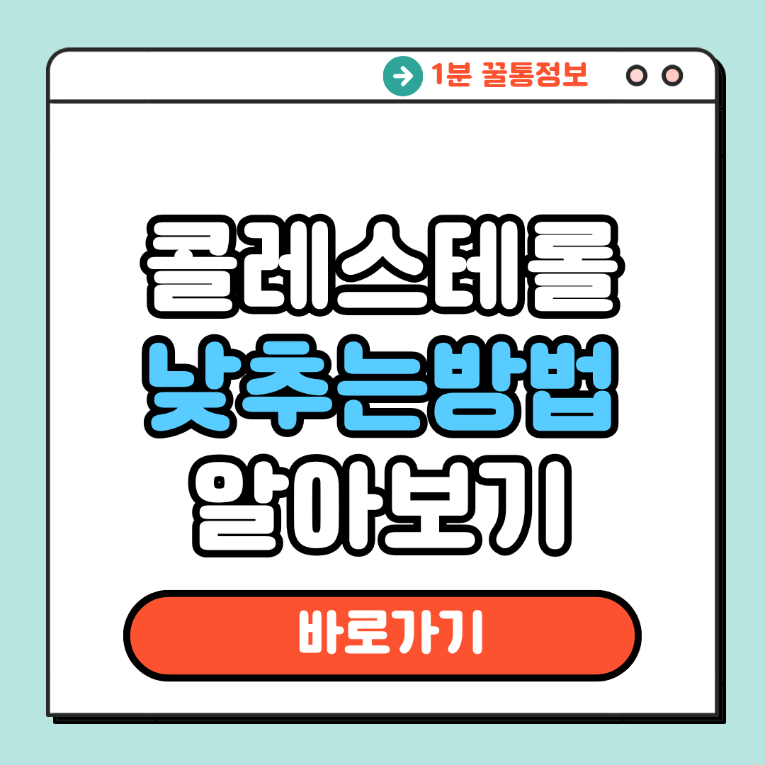 콜레스테롤 낮추는방법