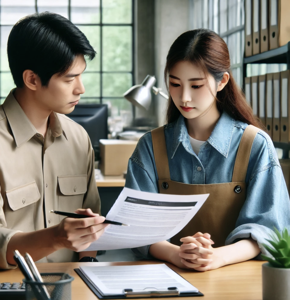 임금 보상 관련 상담을 받는 직장인