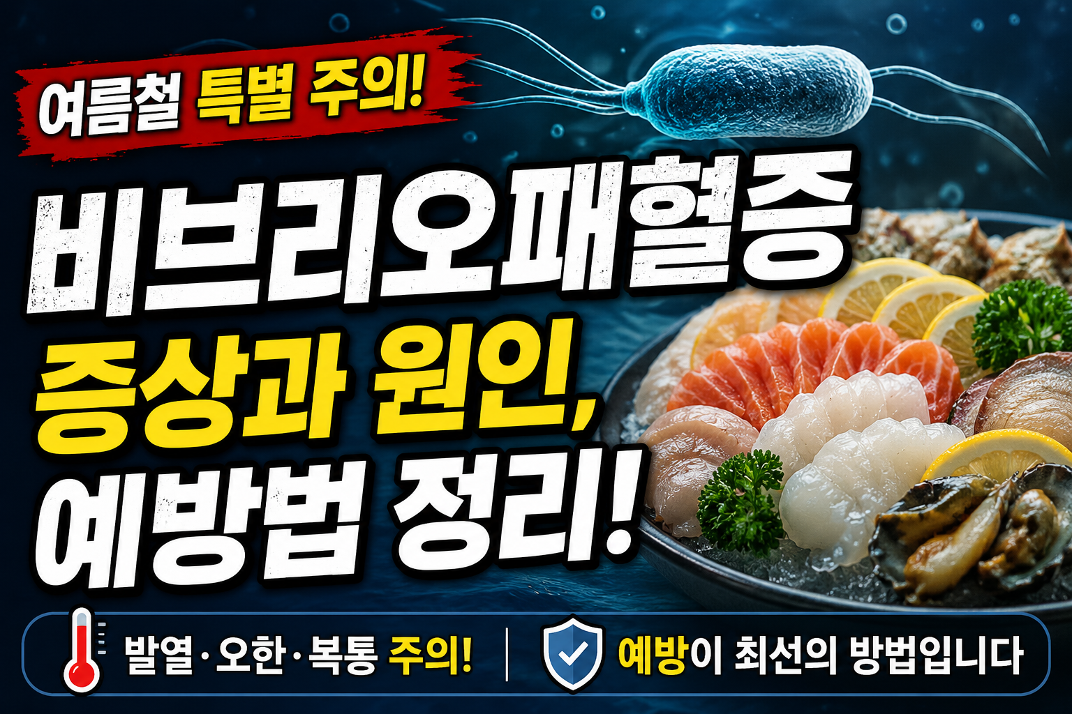 여름철 비브리오패혈증 증상과 원인 및 예방법을 정리한 건강 정보 블로그 대표 썸네일 이미지