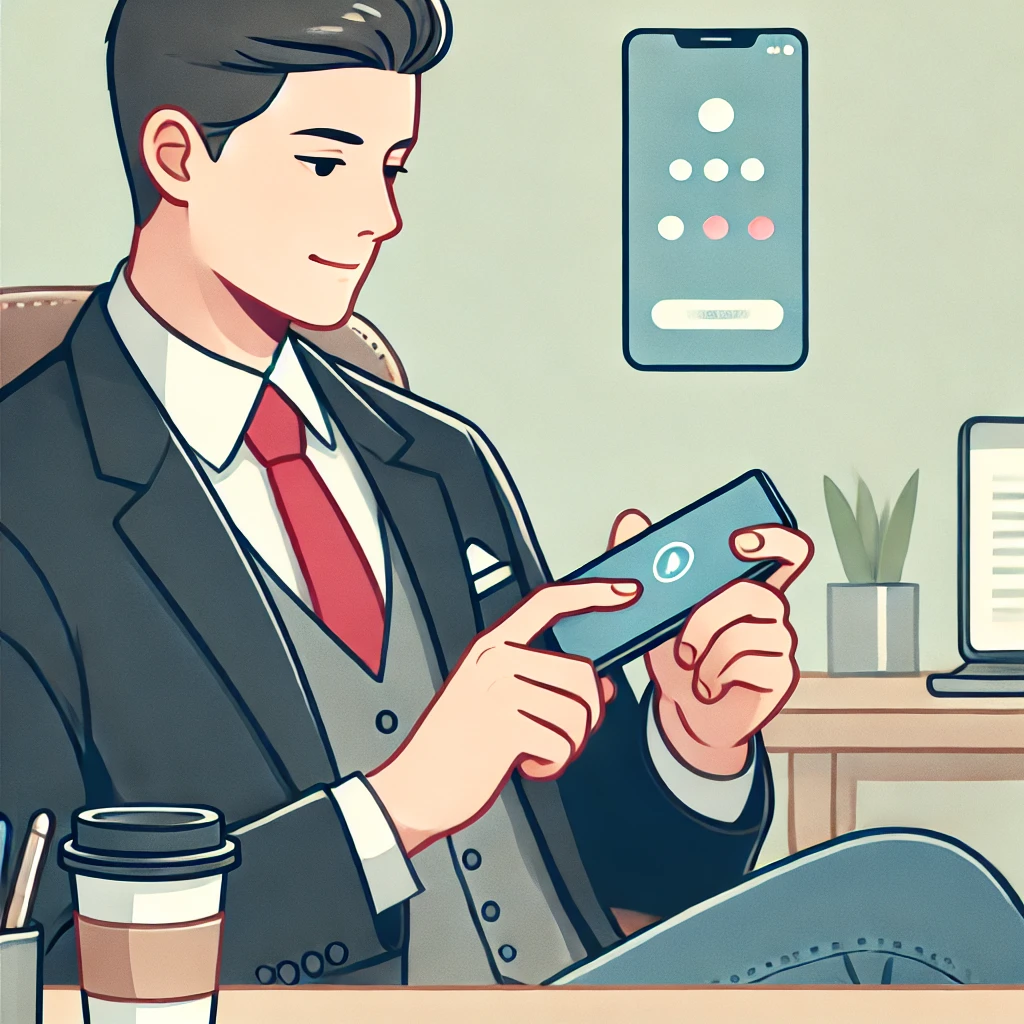 모바일 게임 중인 직장인