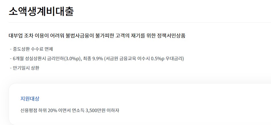 정부지원 저금리 서민대출
