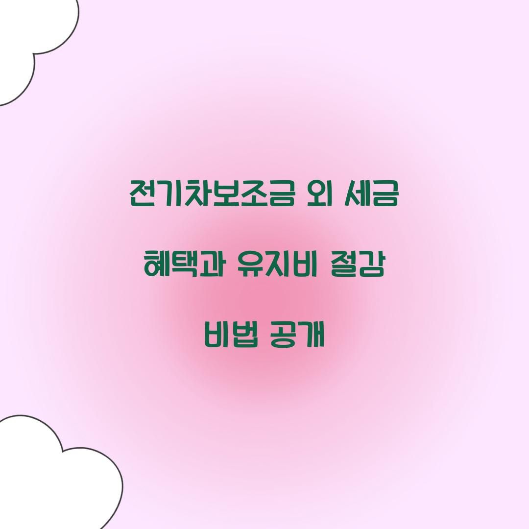 전기차보조금 외 세금 혜택 및 유지비 절감 방법