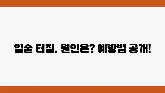 입술 터짐 원인 예방법