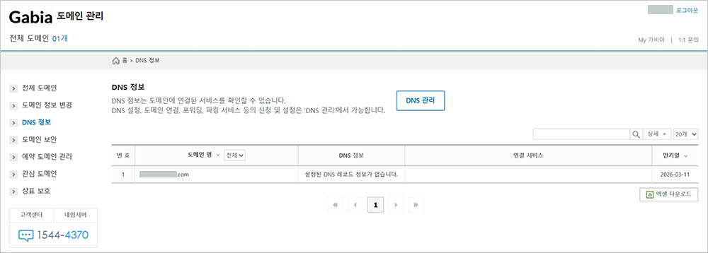 가비아 DNS 정보