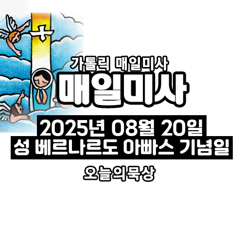 2025년 8월 20일 매일미사 성 베르나르도 아빠스 학자 기념일 오늘의 묵상