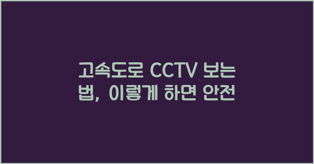 고속도로 cctv 보는 법