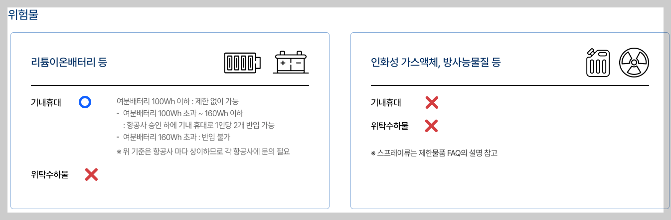 보조배터리 기내 반입 규정 항공사별 3분 정리