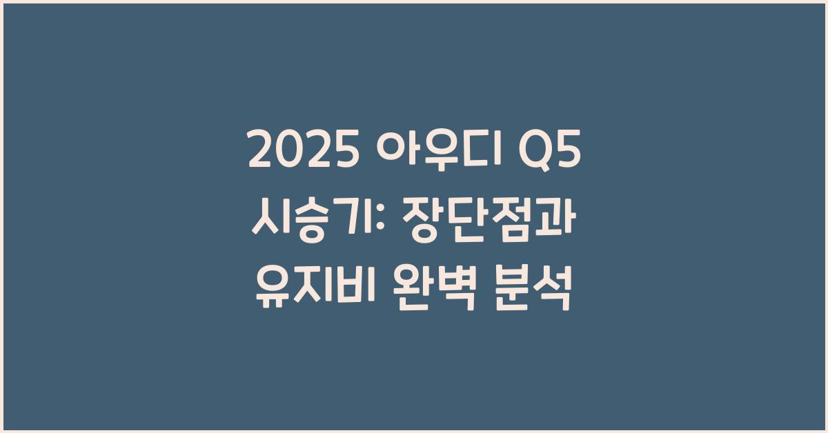 2025 아우디 Q5 시승기 제원 연비 장단점 유지비 오너평가