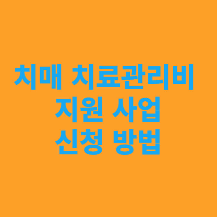 치매 치료관리비 지원사업 혜택과 신청 방법